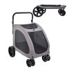 Pet Stroller, 4 Wheels Dog Stroller with Brakes, 160lbs Weight Capacity