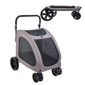 Pet Stroller, 4 Wheels Dog Stroller with Brakes, 160lbs Weight Capacity
