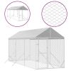Outdoor Dog Kennel Silver Galvanized steel, Polyethylene Large
