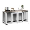 72" Dog Crate Furniture for 2 Dogs, Double Dog Crate Furniture with Double Sliding Doors, Large Dog Crate TV Stand with Removable Tray