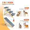 VEVOR Wooden Pet Steps and Ramp Combo, 2-in-1 Design, Foldable Access for Beds, Sofas, and Vehicles, 4-Step Structure for Pets of Small to Large Size