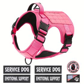 Tactical Pet Chest Service Dog Harness Vest Adjustable Reflective Dog Harness Metal Buckle Hiking Training (Option: Pink-M)