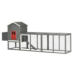 Extra Large Chicken Coop With Asphalt Roof, Wooden Hen Run With Slide-Out Tray And Nesting Box, Chicken Hutch For 3-6 Chickens, Gray (Option: Storm Gray)