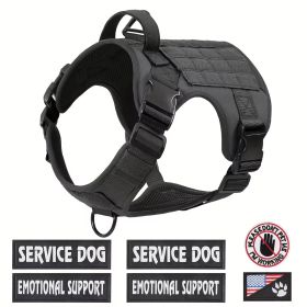 Tactical Pet Chest Service Dog Harness Vest Adjustable Reflective Dog Harness Metal Buckle Hiking Training (Option: Black-XL)