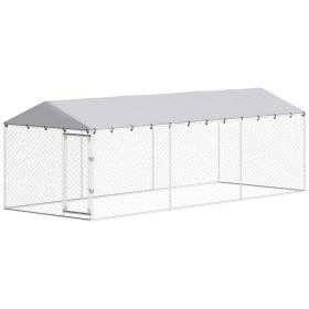 20' x 7.5' x 6.5' Dog Kennel Outdoor for Small Medium Large Dogs with Waterproof Roof, Silver (Option: Silver-1860x415x160 mm)