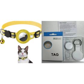 Reflective Collar Waterproof Holder Case For Airtag Air Tag Airtags Protective Cover Cat Dog Kitten Puppy Nylon Collar (Option: Yellow set1)