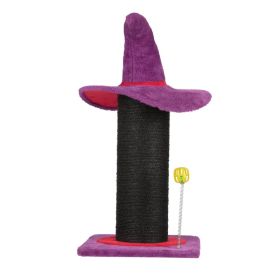 Wizard Hat Cat Scratching Post With Spring Ball Toy For Indoor Cats, Halloween Spooky Cat Scratcher, Purple (Option: defaulttitle)