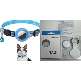 Reflective Collar Waterproof Holder Case For Airtag Air Tag Airtags Protective Cover Cat Dog Kitten Puppy Nylon Collar (Option: Sky Blue set1)