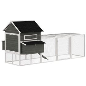 137" Wooden Chicken Coop for 8-10 Chickens, Backyard, Dark Gray (Option: Dark Gray-1040x940x185 mm)