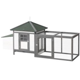 77" Wooden Chicken Coop with Nesting Box, Cute Outdoor Hen House with Removable Tray, Ramp Run, for Garden Backyard, Gray (Option: Grey-1040x680x280 mm)