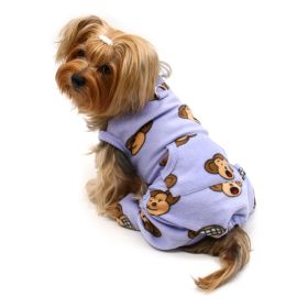 Silly Monkey Front Sleeveless Fleec Pajamas (Color: lavender, Size: XS)