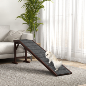 PawHut Dog Ramp For Bed, Pet Ramp For Dogs With Non-Slip Carpet And Top Platform, 74 X 16 X 25, Brown (Option: Brown)