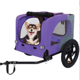 Heavy Duty Collapsible Pet Bike Trailer With 16-Inch All Terrain Wheels & Universal Hitch, Foldable Dog Cargo Carrier Cart For Bicycles (Option: Purple)