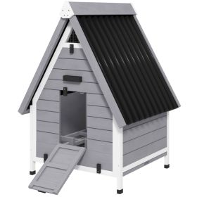 Chicken Coop For 2 Chickens, Outdoor Wooden Chicken House With Removable Nesting Box & Roosting Bar, Tray, Ramp (Option: Gray-980x750x200 mm)