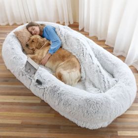 Human Dog Bed, Large Size Fits You And Pets, Washable Faux Fur Dog Bed For People Doze Off, Napping Orthopedic Dog Bed, Present Plump Pillow, Bla (Option: Gray-6XL71Lx45Wx12Th)