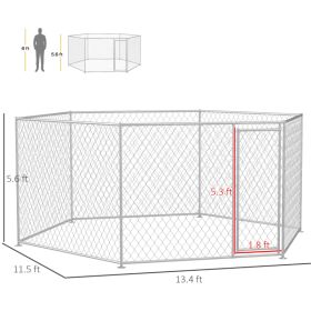 Dog Kennel Outdoor For Medium And Large-Sized Dogs With Lockable Door, Silver (Option: Silver)