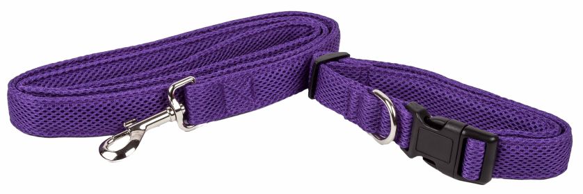 Pet Life 'Aero Mesh' 2-In-1 Dual Sided Comfortable And Breathable Adjustable Mesh Dog Leash-Collar (Color: purple, Size: Medium)