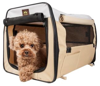 Folding Zippered Lightweight Easy Folding Pet Crate (Size: Large)