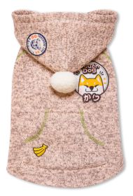 Touchdog Hippie Embellished Designer Sleeveless Pompom Pet Dog Hooded Sweater (Color: light pink, Size: X-Small)