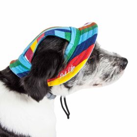Pet Life 'Colorfur' Uv Protectant Adjustable Fashion Canopy Brimmed Dog Hat Cap (Size: Medium)