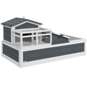 3-Room Tortoise Habitat House w/ Balcony & 2 Stories, 44" x 25.5" x 23", Gray (Option: Gray-1200x710x155 mm)