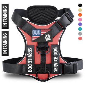 Reflective Breathable Solid Color Polyester Dog Strap (Option: Red-M)