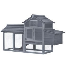 59" Small Wooden Chicken coop Hen House Poultry Cage for Outdoor Backyard with 2 Doors, Nesting Box and Removable Tray, Gray (Option: Grey-925x575x260 mm)