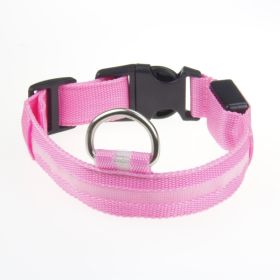LED Luminous Pet Dog Collar Night (Option: Pink Light-Rechargeable XL)